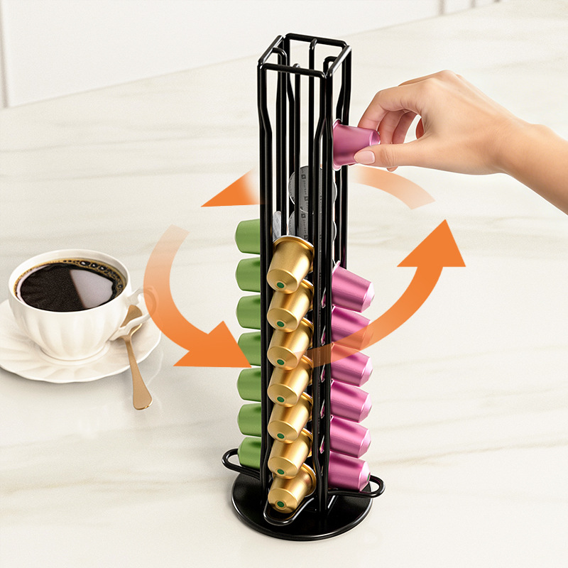 Coffee Capsule Holder - 40 Adet Döner Metal Kahve Kapsülü