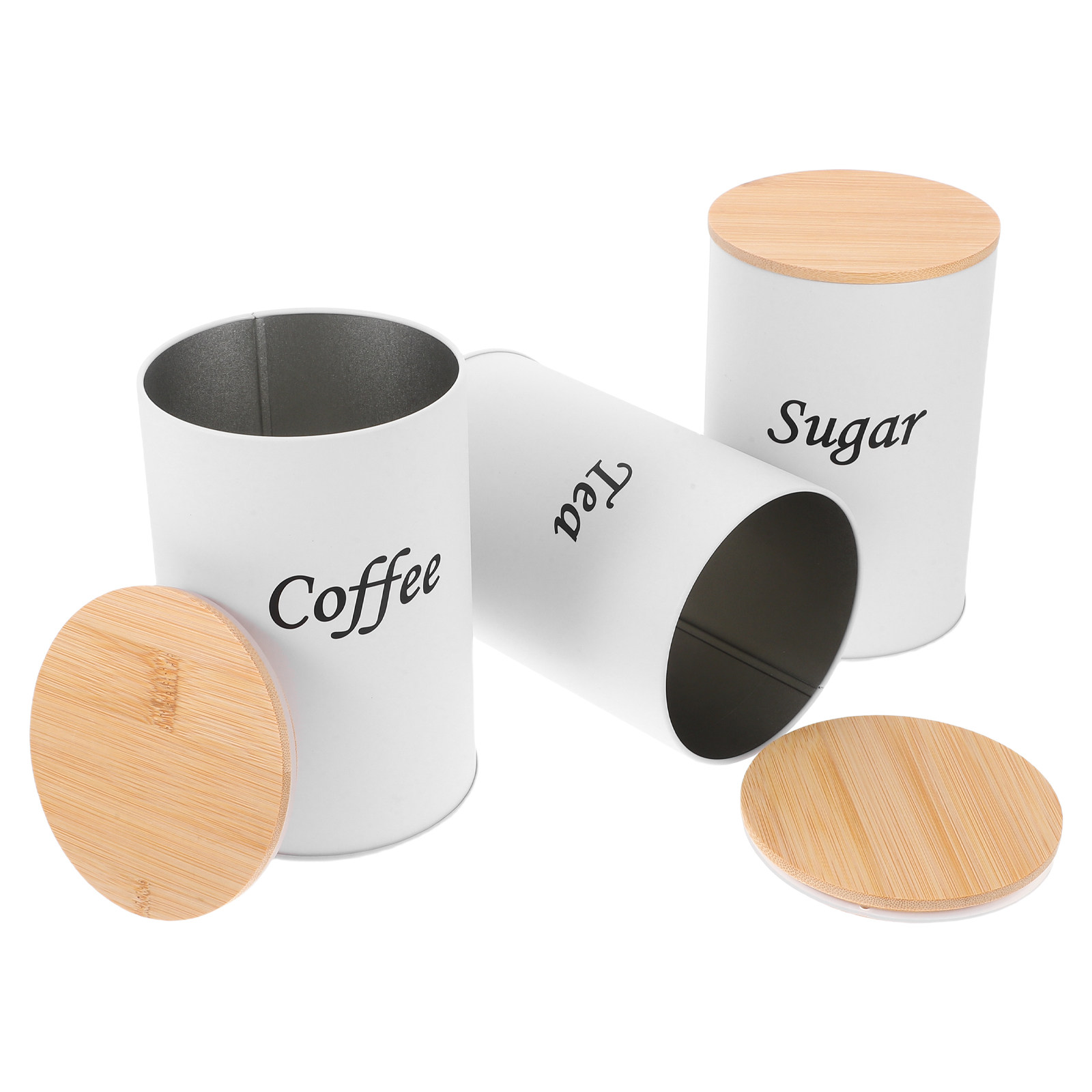 Coffee Tea Sugar Canisters - 3 adet hava geçirmez yuvarlak kutular