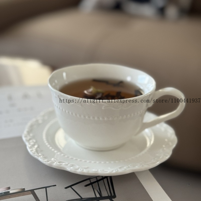 Coffee Tea Sugar Set - Fransız Işık Lüks Kabartmalı Çiçek Kahve