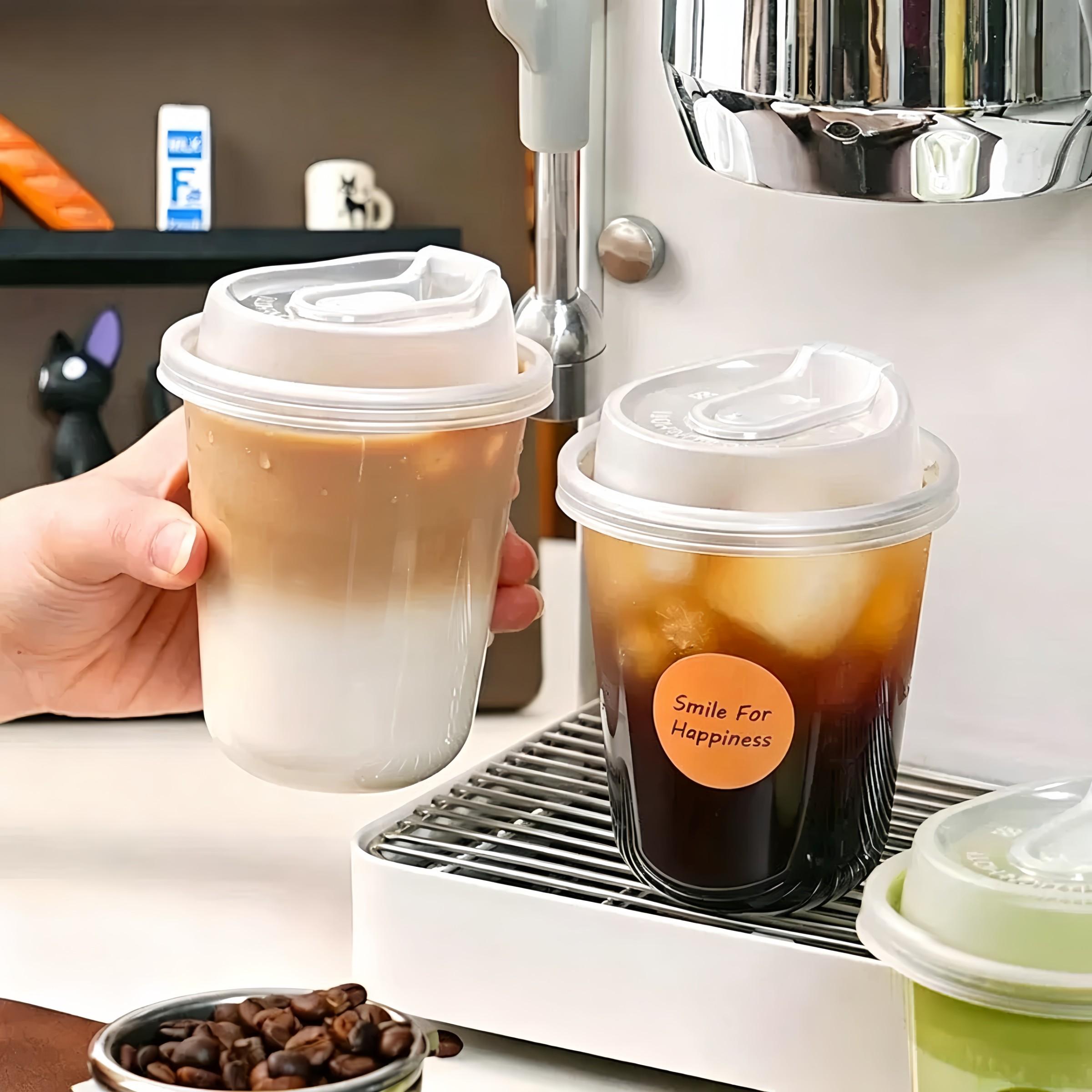 Coffee Tea Day - 500 ml şeffaf kapaklı kahve bardağı,