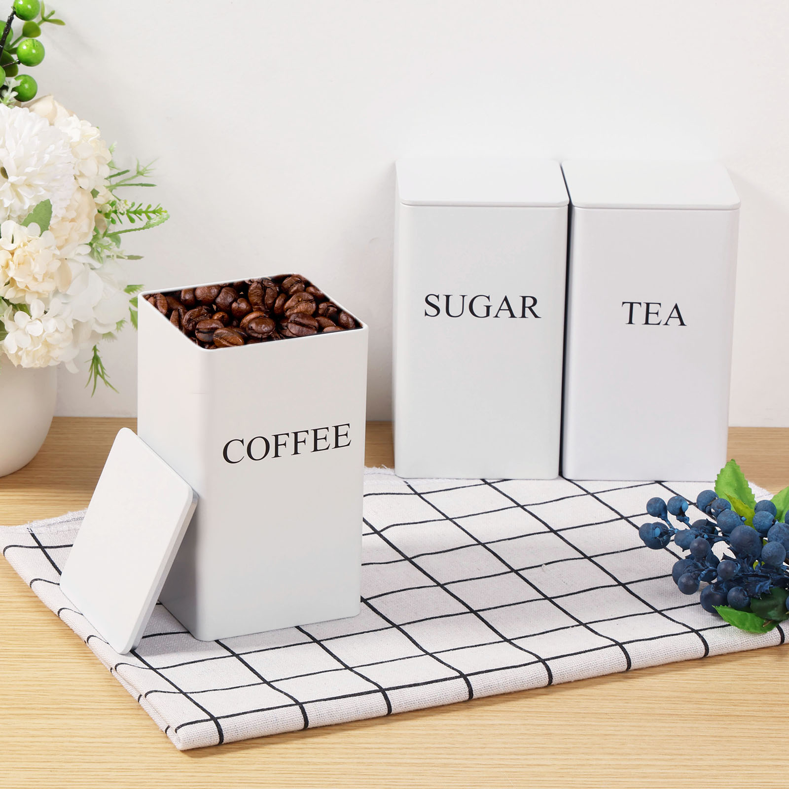 3 adet kahve çekirdeği saklama - Coffee Tea Sugar Canisters incelemesi ve fiyatı