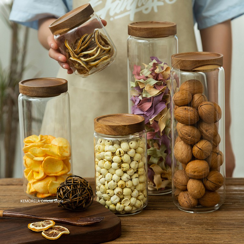 Ahşap Kapaklı Cam Hava Geçirme - Coffee Tea Canister Set incelemesi ve fiyatı