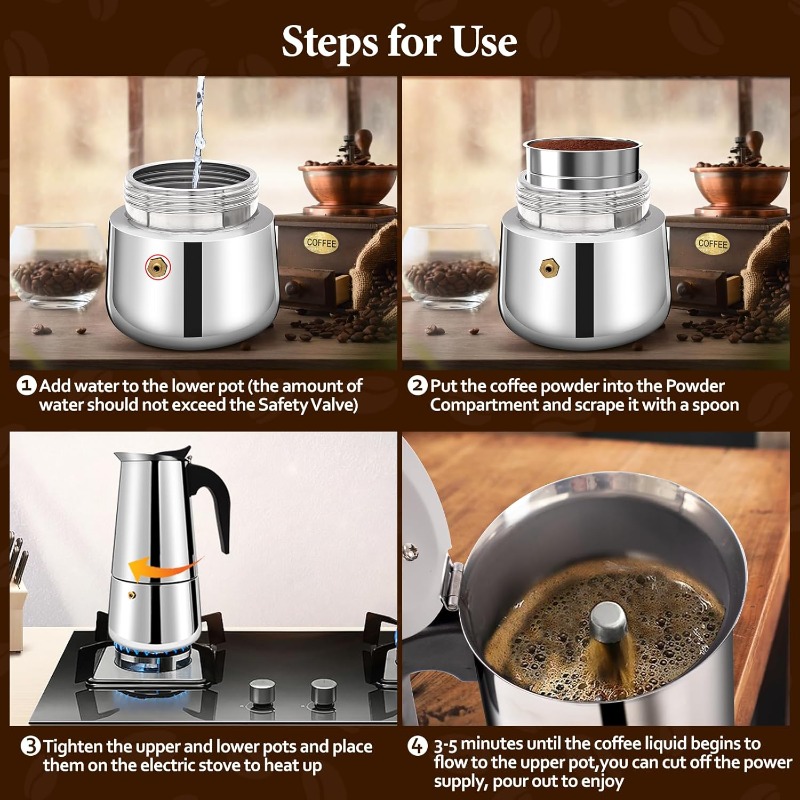 6 fincan Mocha Pot Paslanmaz Ç - Moka Pot Stove incelemesi ve fiyatı