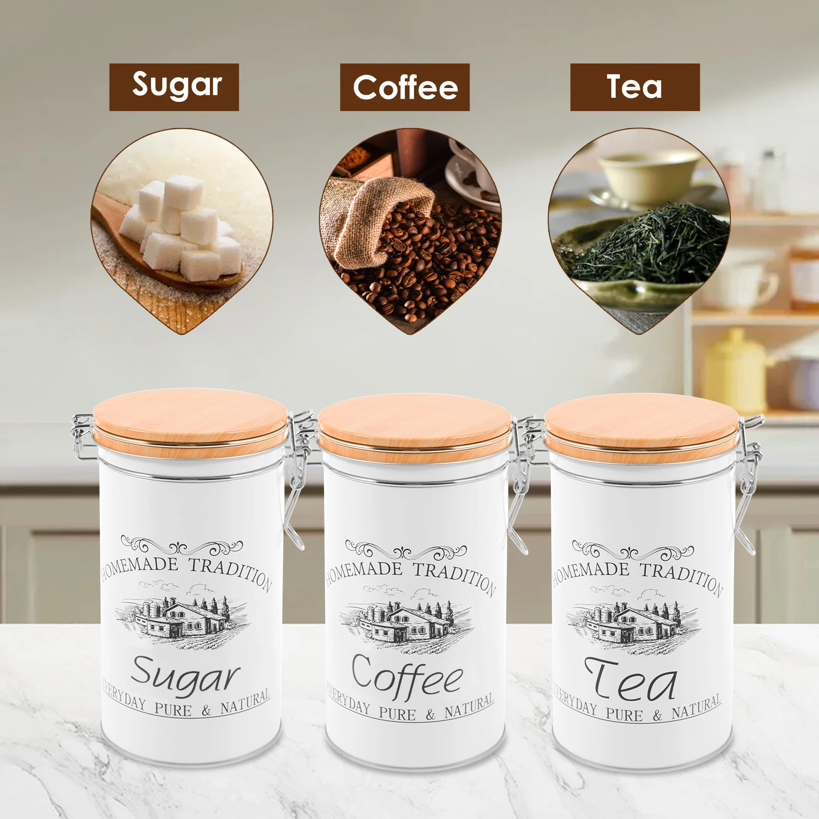 3 adet/takım çay kahve şeker k - Coffee Tea Sugar Canisters incelemesi ve fiyatı