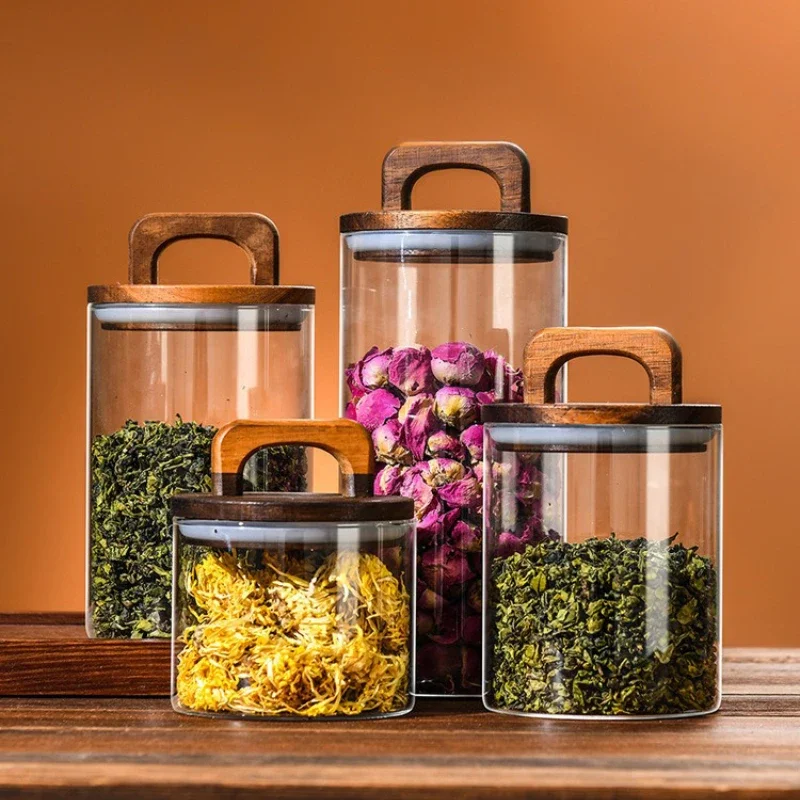 Bambu kapaklı şeffaf cam kavan - Coffee Tea Sugar Canisters incelemesi ve fiyatı