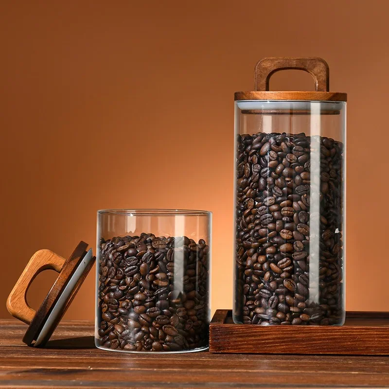 Bambu kapaklı şeffaf cam kavan - Coffee Tea Sugar Canisters incelemesi ve fiyatı