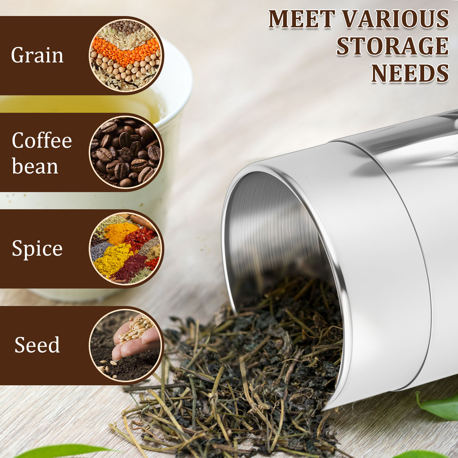 Paslanmaz Çelik Çay Yaprağı Te - Coffee Tea Sugar Canisters incelemesi ve fiyatı